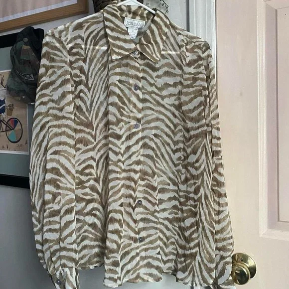 Jordan Beige and White Zebra Print Shirt - Picture 2 of 8